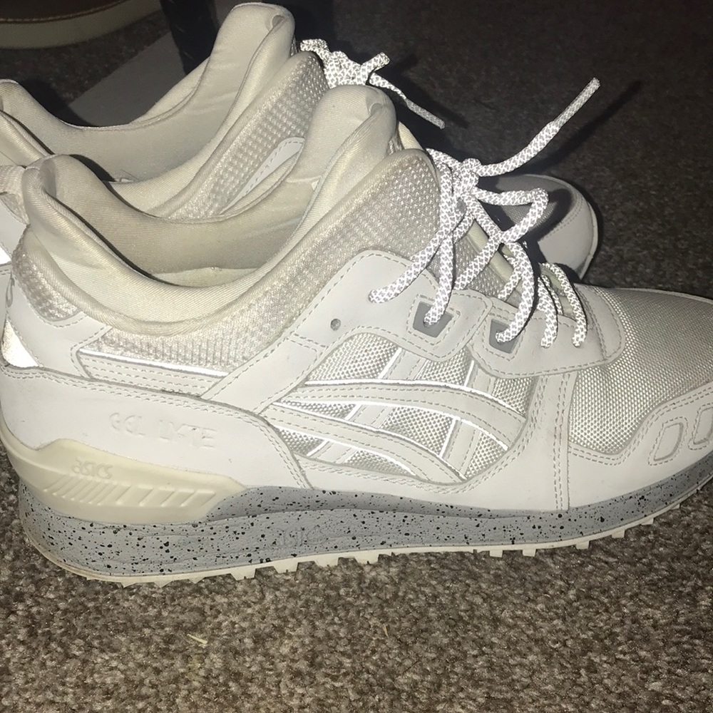 Custom ASICS white and grey with reflective laces